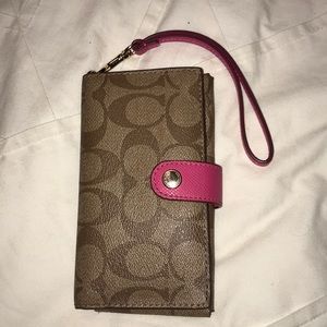 coach small wristlet wallet pink